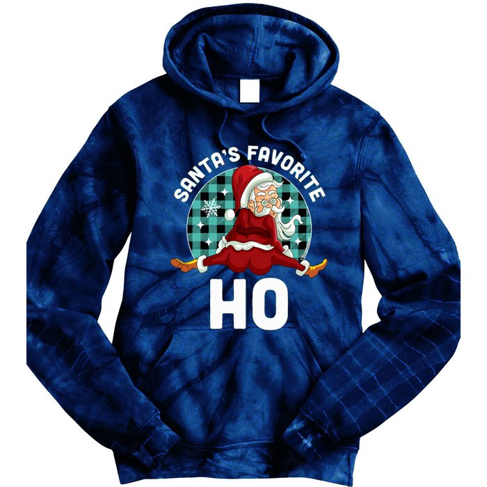 SantaS Favorite Ho Xmas Naughty Santa Christmas Pajama Tie Dye Hoodie