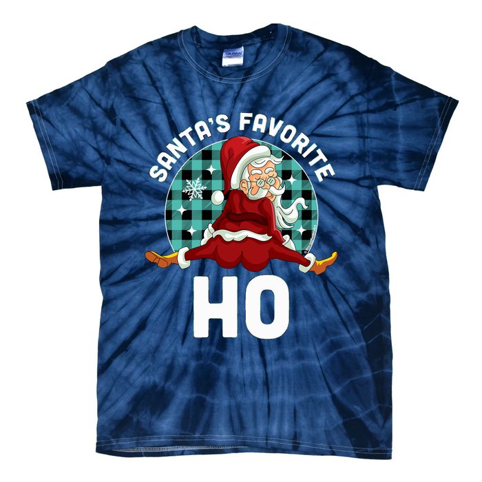 SantaS Favorite Ho Xmas Naughty Santa Christmas Pajama Tie-Dye T-Shirt