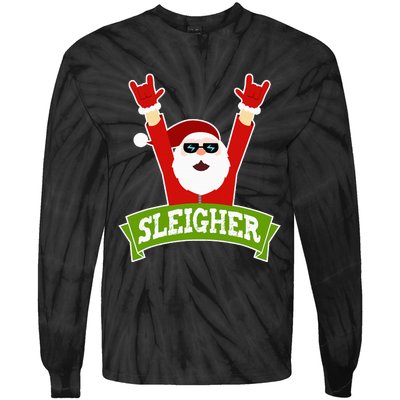 Sleigher Funny Heavy Metal Music Santa Christmas Tie-Dye Long Sleeve Shirt