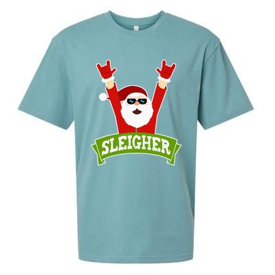 Sleigher Funny Heavy Metal Music Santa Christmas Sueded Cloud Jersey T-Shirt