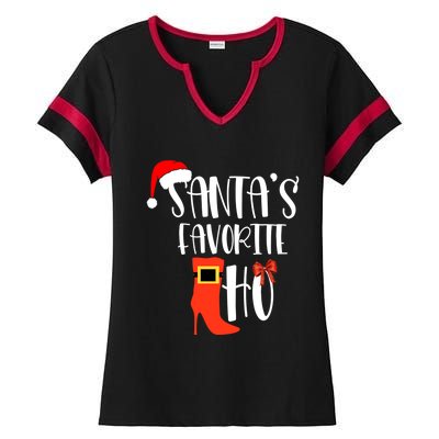 SantaS Favorite Ho Inappropriate Christmas Gift Ladies Halftime Notch Neck Tee