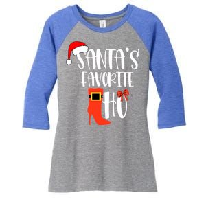 SantaS Favorite Ho Inappropriate Christmas Gift Women's Tri-Blend 3/4-Sleeve Raglan Shirt