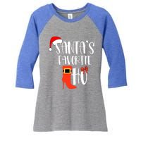 SantaS Favorite Ho Inappropriate Christmas Gift Women's Tri-Blend 3/4-Sleeve Raglan Shirt