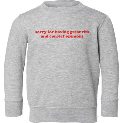 Sorry For Having Great Tits And Correct Opinions Toddler Sweatshirt