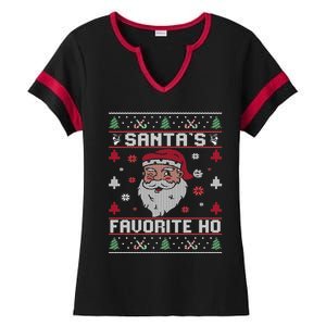 SantaS Favorite Ho Rude Offensive Ugly Christmas Funny Gift Ladies Halftime Notch Neck Tee