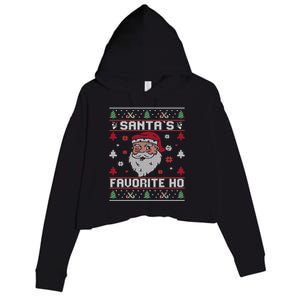 SantaS Favorite Ho Rude Offensive Ugly Christmas Funny Gift Crop Fleece Hoodie