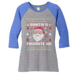 SantaS Favorite Ho Rude Offensive Ugly Christmas Funny Gift Women's Tri-Blend 3/4-Sleeve Raglan Shirt