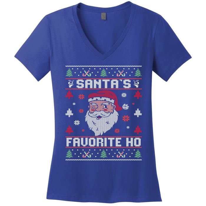 SantaS Favorite Ho Rude Offensive Ugly Christmas Funny Gift Women's V-Neck T-Shirt