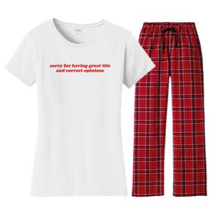 Sorry For Having Great Tits And Correct Opinions Women's Flannel Pajama Set