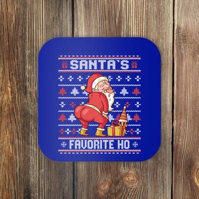 SantaS Favorite Ho Twerking Santa Offensive Ugly Gift Coaster