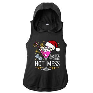 SantaS Favorite Hot Mess Funny Margarita Ladies PosiCharge Tri-Blend Wicking Draft Hoodie Tank