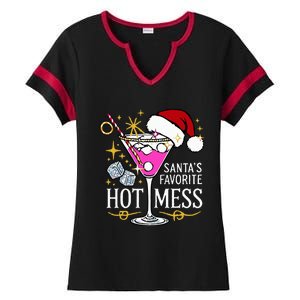 SantaS Favorite Hot Mess Funny Margarita Ladies Halftime Notch Neck Tee