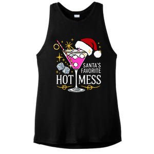 SantaS Favorite Hot Mess Funny Margarita Ladies PosiCharge Tri-Blend Wicking Tank