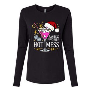 SantaS Favorite Hot Mess Funny Margarita Womens Cotton Relaxed Long Sleeve T-Shirt