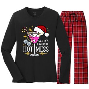 SantaS Favorite Hot Mess Funny Margarita Women's Long Sleeve Flannel Pajama Set 