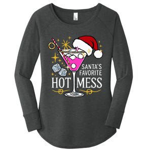 SantaS Favorite Hot Mess Funny Margarita Women's Perfect Tri Tunic Long Sleeve Shirt