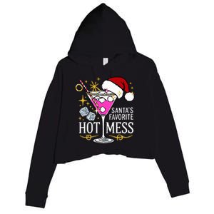 SantaS Favorite Hot Mess Funny Margarita Crop Fleece Hoodie