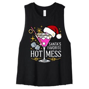 SantaS Favorite Hot Mess Funny Margarita Women's Racerback Cropped Tank