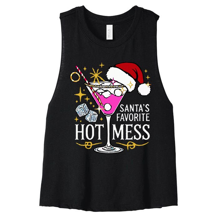 SantaS Favorite Hot Mess Funny Margarita Women's Racerback Cropped Tank