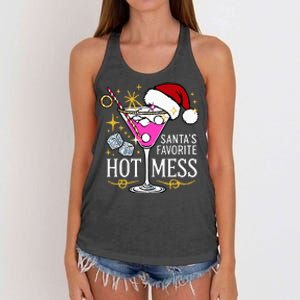 SantaS Favorite Hot Mess Funny Margarita Women's Knotted Racerback Tank