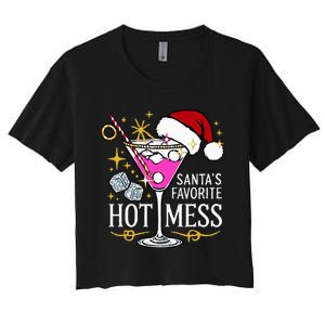 SantaS Favorite Hot Mess Funny Margarita Women's Crop Top Tee