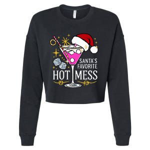 SantaS Favorite Hot Mess Funny Margarita Cropped Pullover Crew