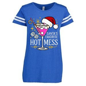 SantaS Favorite Hot Mess Funny Margarita Enza Ladies Jersey Football T-Shirt