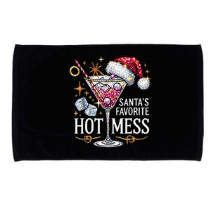 SantaS Favorite Hot Mess Christmas Holiday Margarita Drink Microfiber Hand Towel