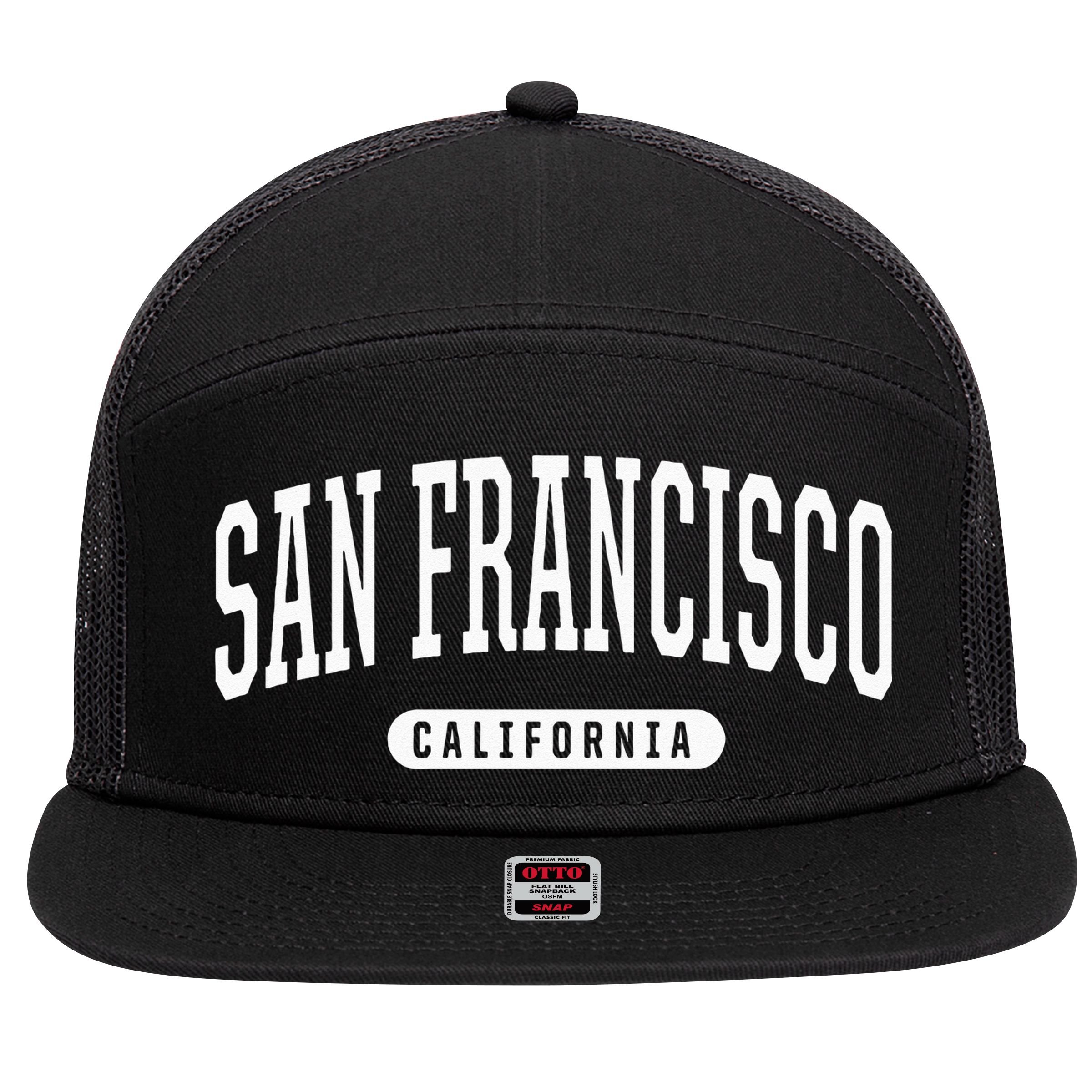 San Francisco Hoodie Swea College University Style 7 Panel Mesh Trucker Snapback Hat