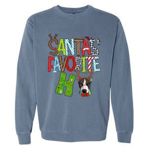 Santas Favorite Ho Pitbull Dog Christmas Lighting Funny Gift Garment-Dyed Sweatshirt