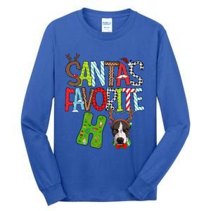 Santas Favorite Ho Pitbull Dog Christmas Lighting Funny Gift Tall Long Sleeve T-Shirt