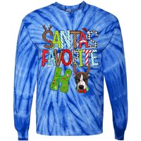 Santas Favorite Ho Pitbull Dog Christmas Lighting Funny Gift Tie-Dye Long Sleeve Shirt