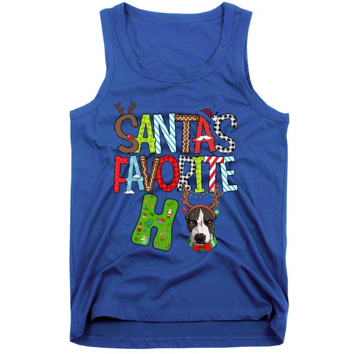 Santas Favorite Ho Pitbull Dog Christmas Lighting Funny Gift Tank Top