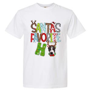 Santas Favorite Ho Pitbull Dog Christmas Lighting Funny Gift Garment-Dyed Heavyweight T-Shirt