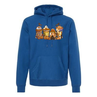 Scary Fall Halloween Horror Iced Coffee Pumpkin Spice Autumn Gift Premium Hoodie