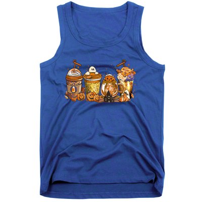 Scary Fall Halloween Horror Iced Coffee Pumpkin Spice Autumn Gift Tank Top