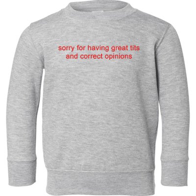 Sorry For Having Great Tits And Correct Opinions Toddler Sweatshirt