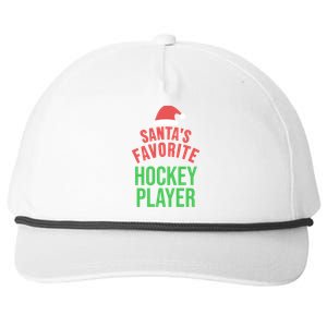 Santas Favorite Hockey Player Xmas Funny Christmas Gift Snapback Five-Panel Rope Hat