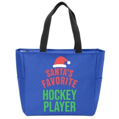 Santas Favorite Hockey Player Xmas Funny Christmas Gift Zip Tote Bag