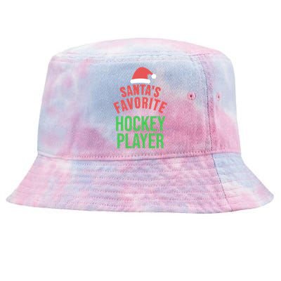 Santas Favorite Hockey Player Xmas Funny Christmas Gift Tie-Dyed Bucket Hat