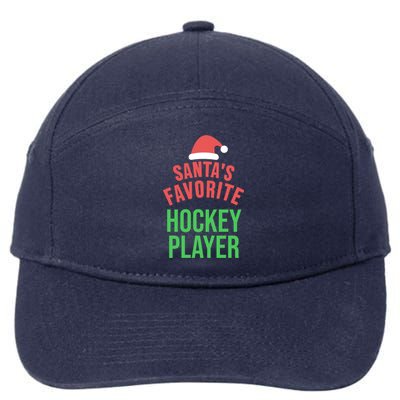 Santas Favorite Hockey Player Xmas Funny Christmas Gift 7-Panel Snapback Hat