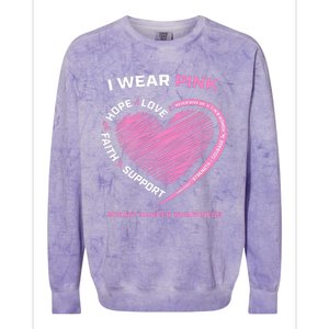 Support Faith Hope Cure I Wear Pink Breast Cancer Awareness Colorblast Crewneck Sweatshirt