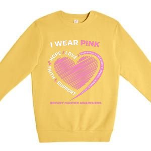 Support Faith Hope Cure I Wear Pink Breast Cancer Awareness Premium Crewneck Sweatshirt