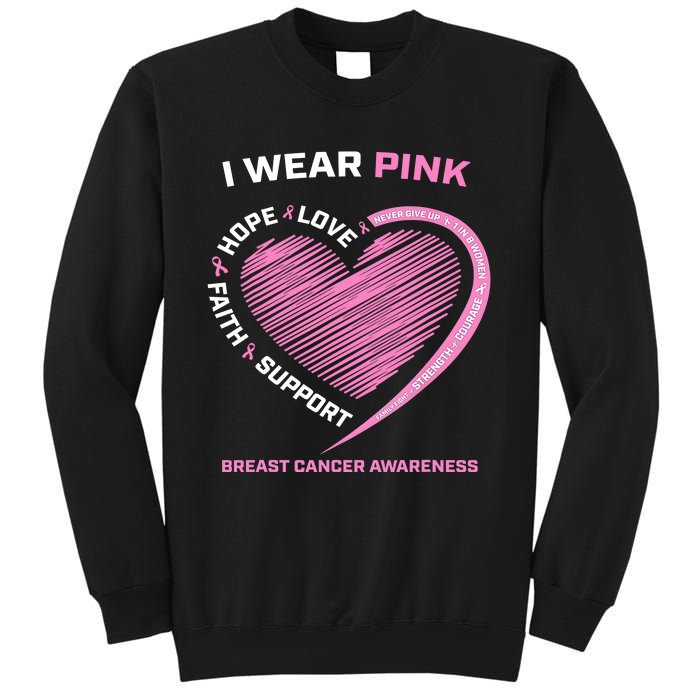 Support Faith Hope Cure I Wear Pink Breast Cancer Awareness Sweatshirt