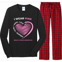 Support Faith Hope Cure I Wear Pink Breast Cancer Awareness Long Sleeve Pajama Set