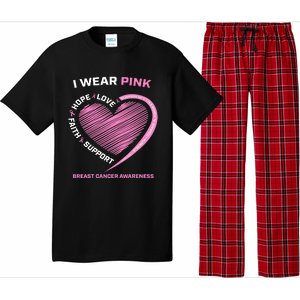 Support Faith Hope Cure I Wear Pink Breast Cancer Awareness Pajama Set