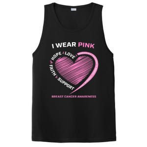 Support Faith Hope Cure I Wear Pink Breast Cancer Awareness PosiCharge Competitor Tank