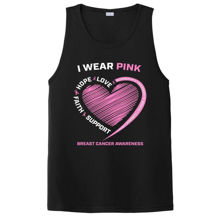 Support Faith Hope Cure I Wear Pink Breast Cancer Awareness PosiCharge Competitor Tank