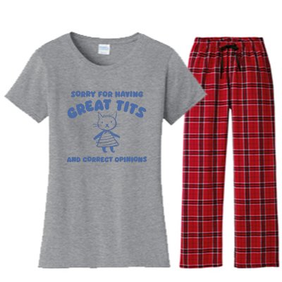 Sorry For Having Great Tits And Correct Opinions Women's Flannel Pajama Set