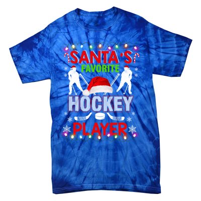 Santas Favorite Hockey Player Funny Christmas Gift Meaningful Gift Tie-Dye T-Shirt